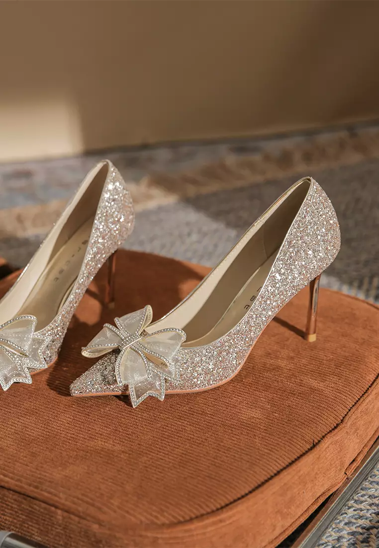 8CM Rosette Glett Leather High Heels Shoes IF819-1