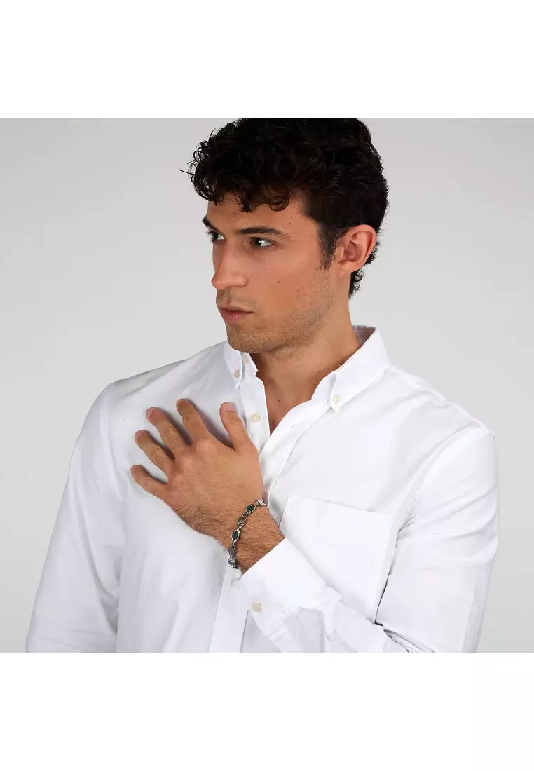 Maserati Jewels 190+30 mm Men's Bracelet, Stainless Steel, Green Ceramic, Rose Gold Logo, JM424ATZ43 (Adjustable)