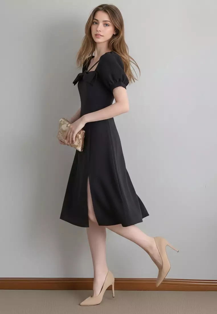 Bow Square Neck Dress