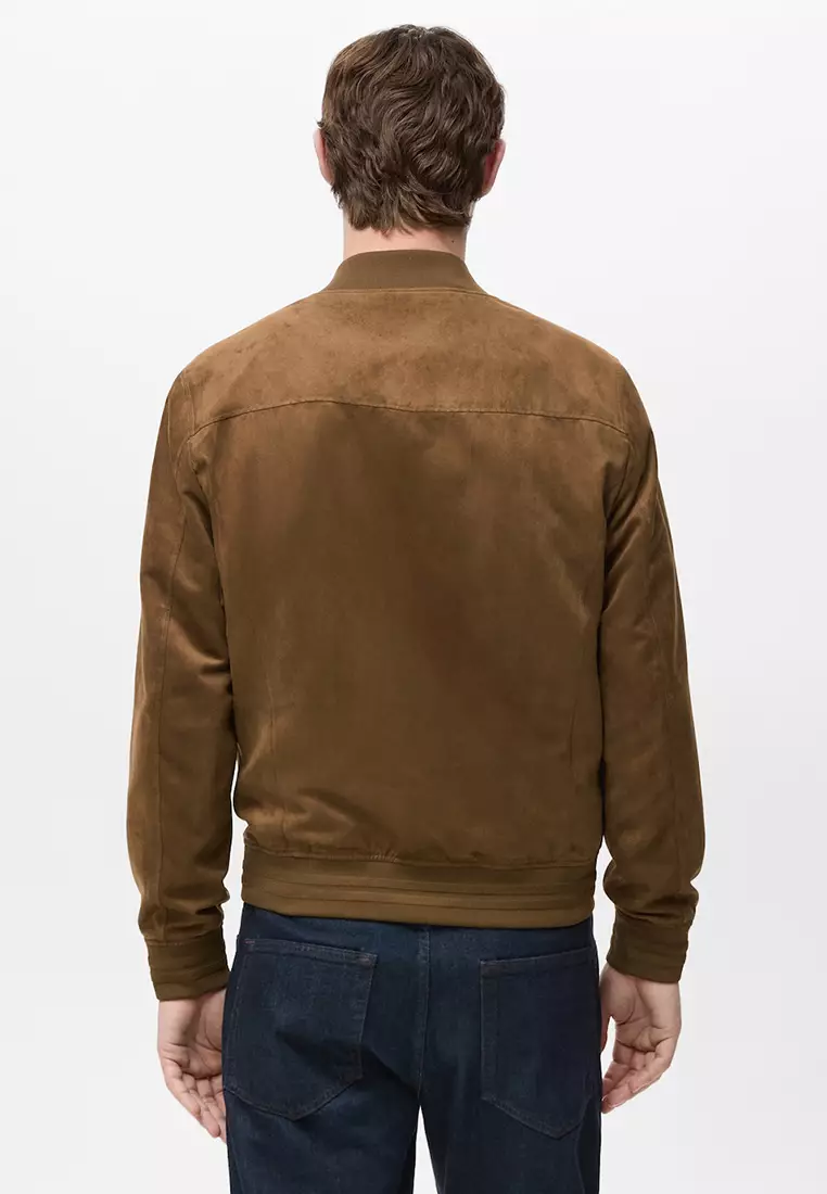 Suede-Effect Bomber Jacket