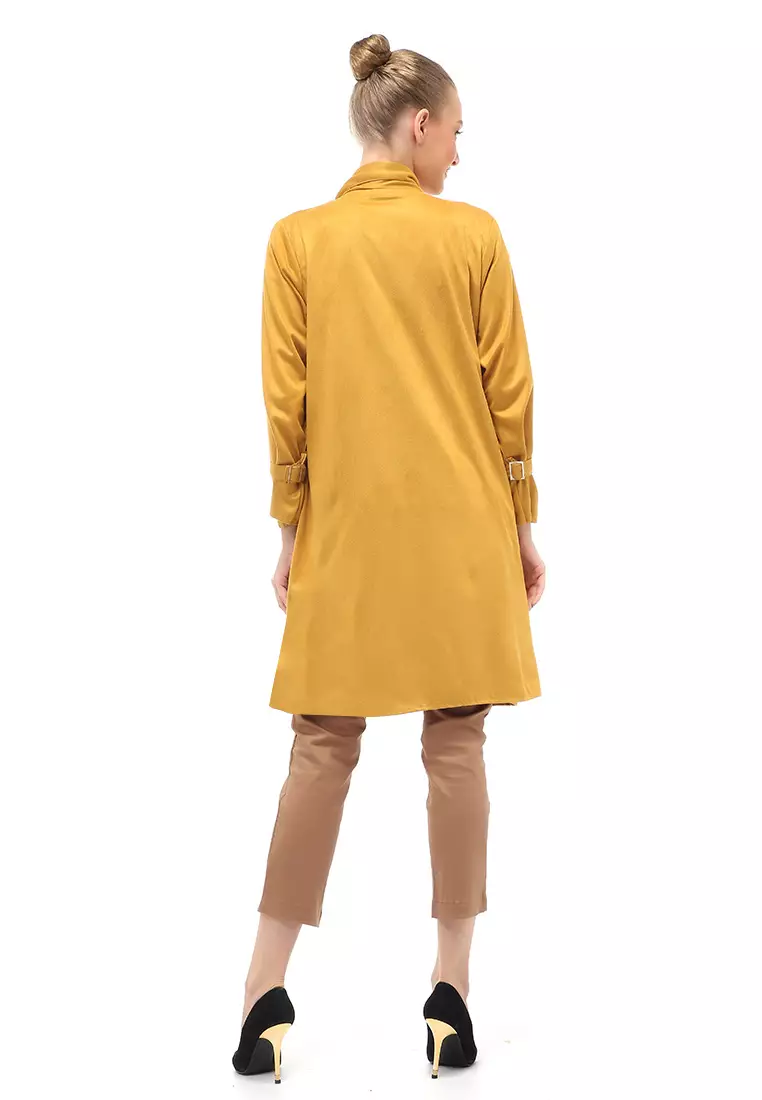 Outerwear Atasan Wanita Detail Kerah Design Casual Simple Premium Quality - Mustard