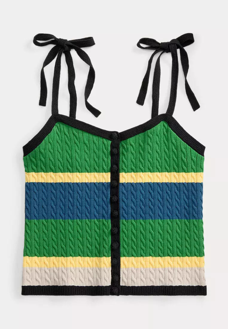 Color-Blocked Cable-Knit Tank Top