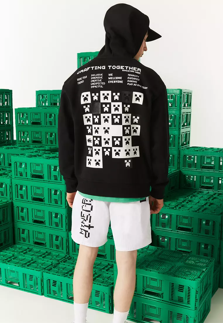 Lacoste L!VE x Minecraft Men's Loose-Fit Printed Fleece Hoodie - Macy's