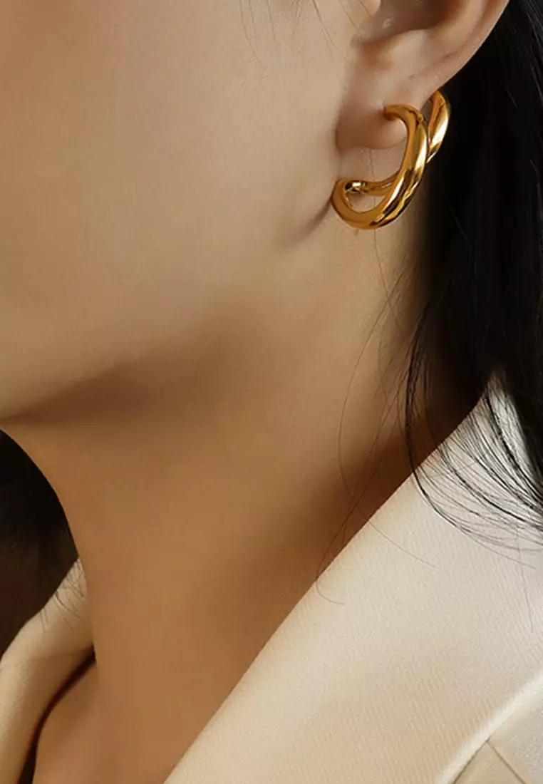 Double The Fun Gold Hoop Earrings