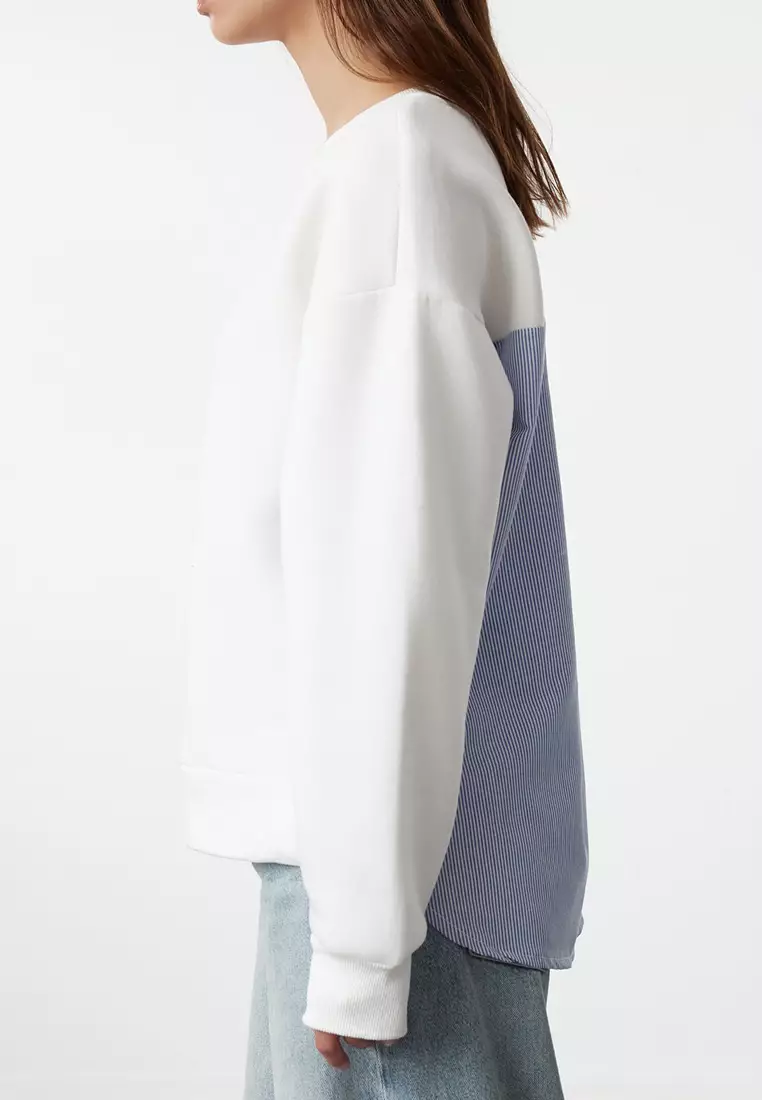 Poplin Detailed Sweatshirt