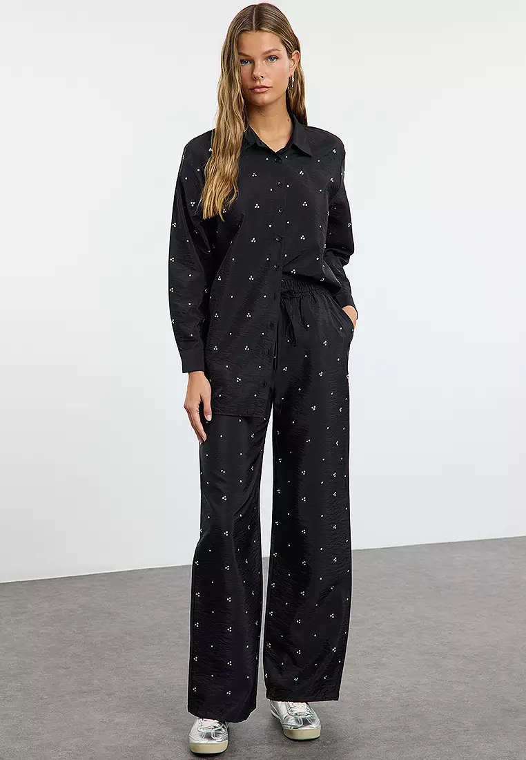 Stone Detailed Shirt and Pants Set