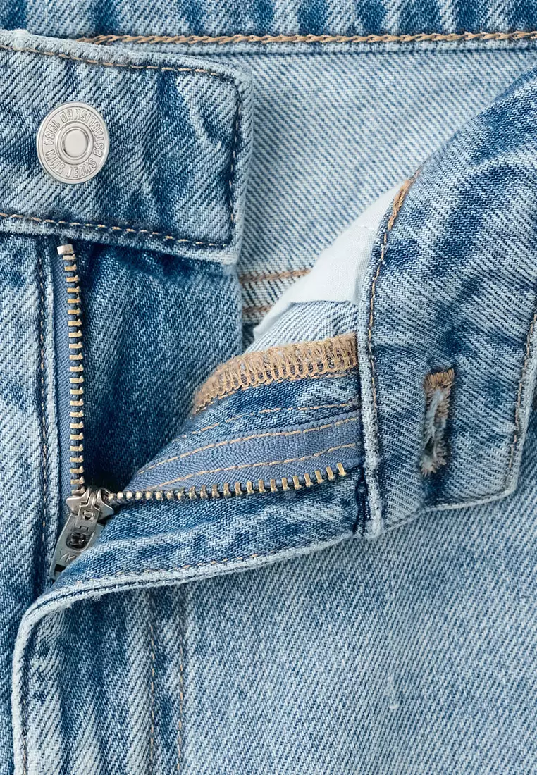 Straight Low-Rise Denim Bermuda Shorts