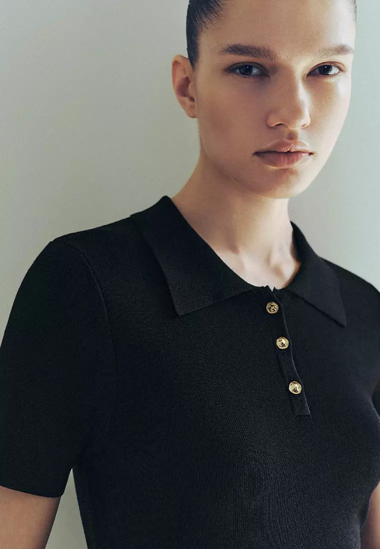 Standard Sleeve Polo Knitted Dresses