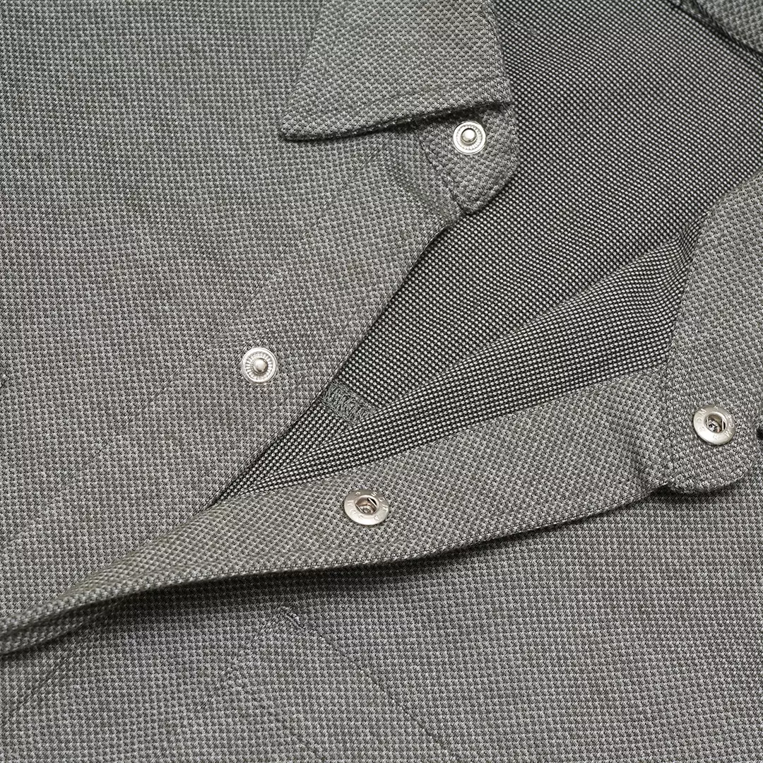 Double Pockets Snap Button Jacket Grey