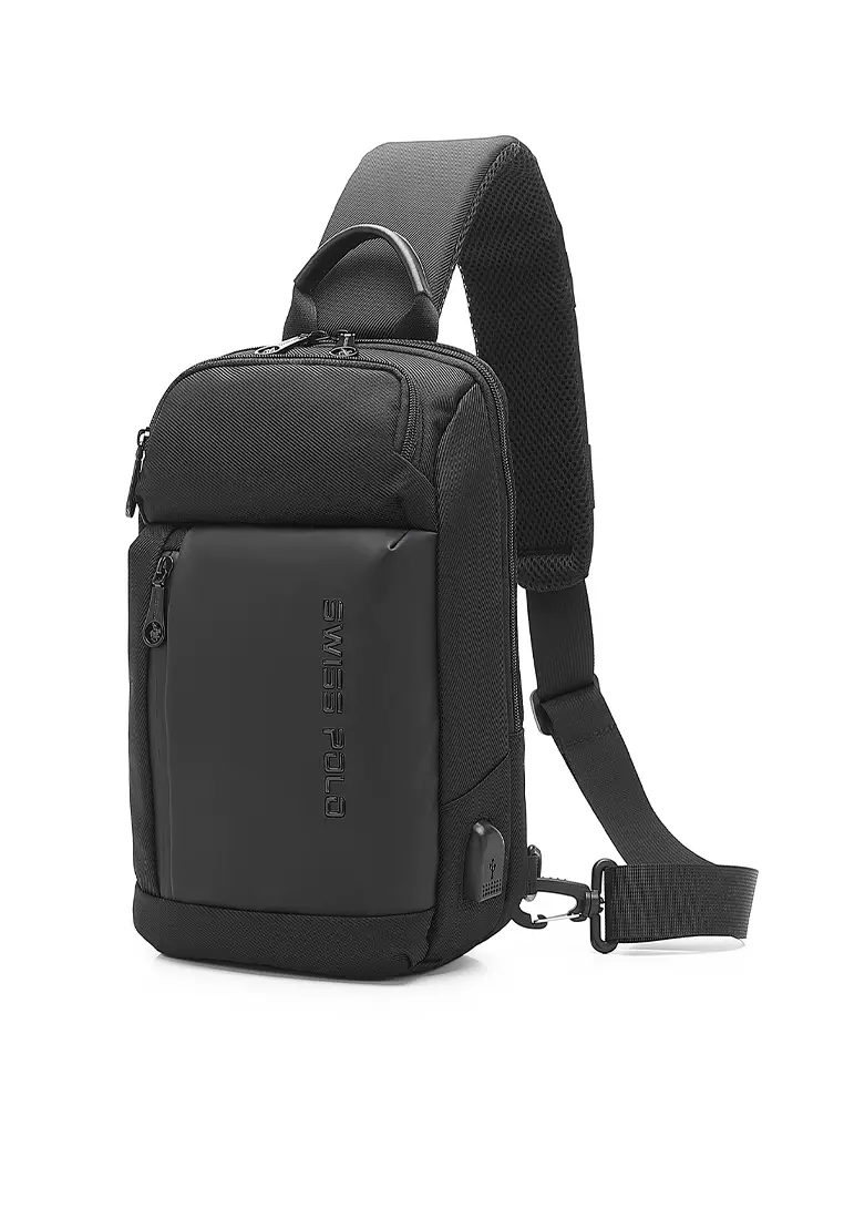 Buy Swiss Polo Men's Waist Bag / Belt Bag / Chest Bag - Black 2026