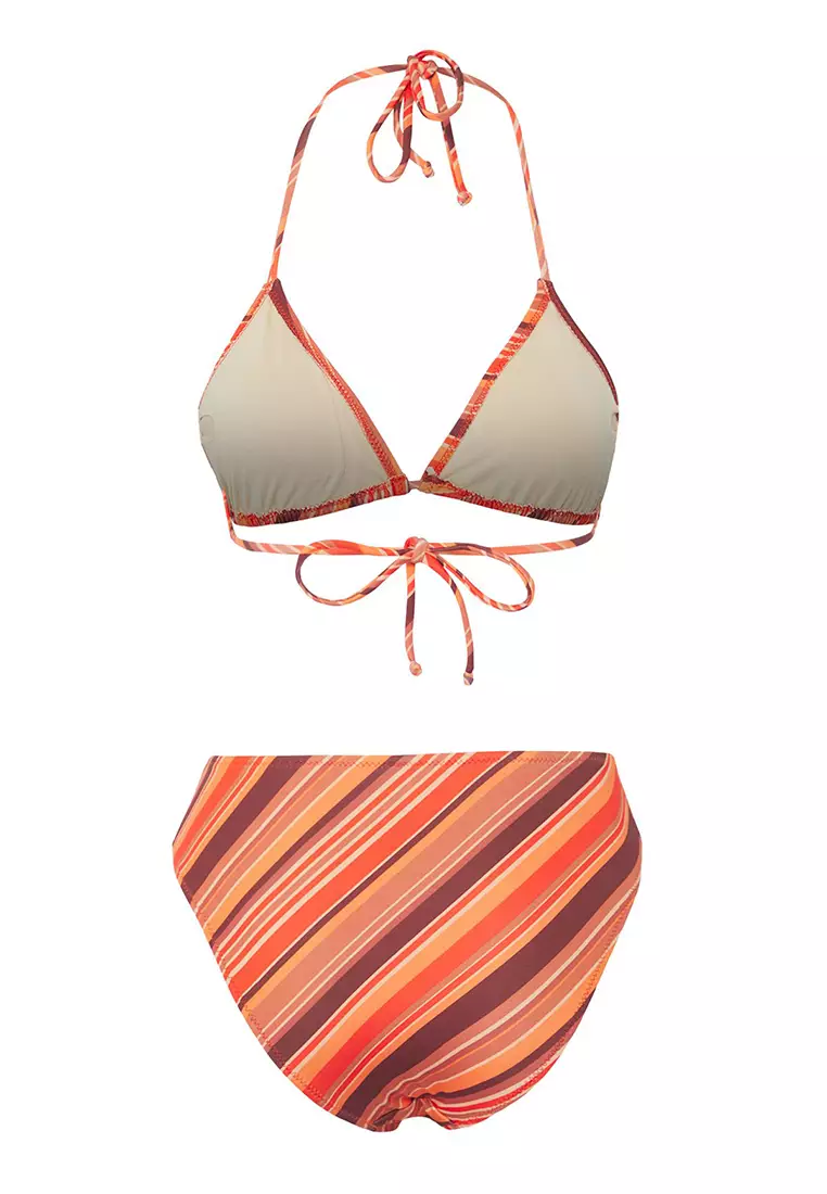 Plaid Patterned Triangle High Waist Bikini Set TBESS25BT00188