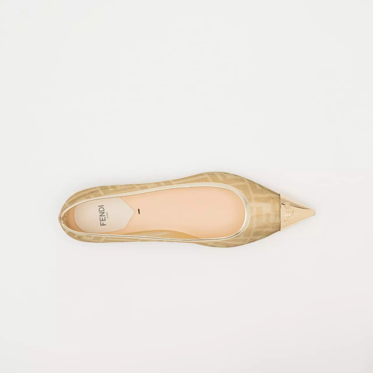 Colibrì FF Mesh Ballet Flats Leather Champagne Ghw