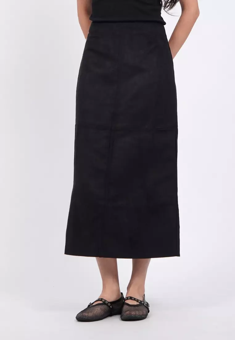 Textured A-Line Midi Skirt