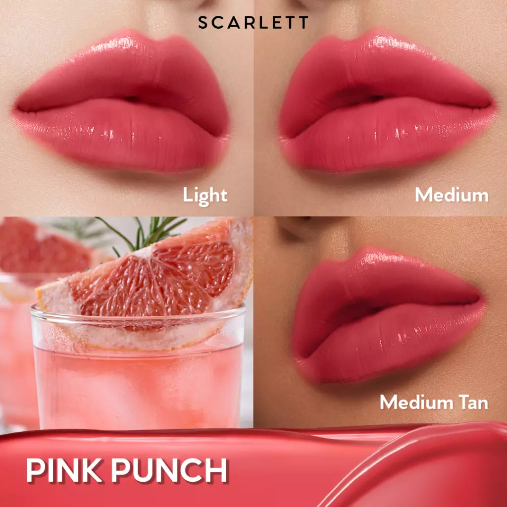 [NEW] SCARLETT GLASS GLOW TINTED LIP BALM PINK PUNCH - Moisturizing & hydrating, natural lip color, plumpy lips, cover bibir gelap, mencerahkan bibir, UV Filter