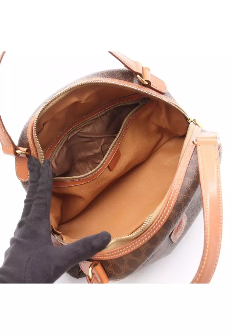 Pre-Loved Celine Macadam Handbag PVC leather Dark brown Brown