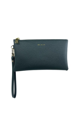 Mel&Co green Saffiano-Effect Wristlet Pouch D7964ACF74B460GS_1