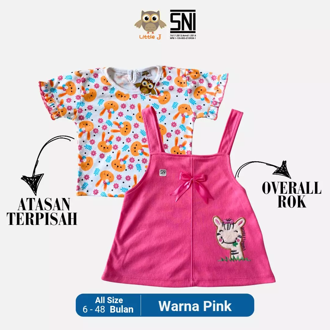 Little J - Overall Cewek- Baju Kodok Anak / Celana Jumpsuit Baju Kodok / Overall Kodok Premium Pink Lucu Lebaran