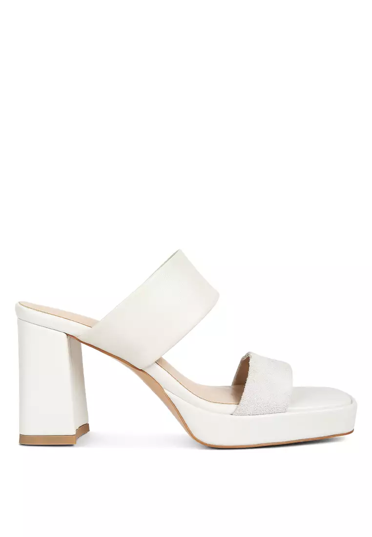 White leather hot sale platform sandals