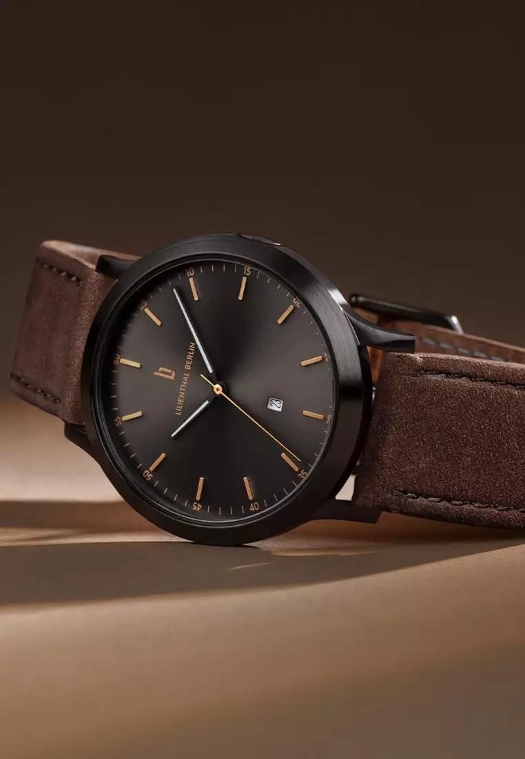 Huxley Black Bronze - Brown Leather Strap