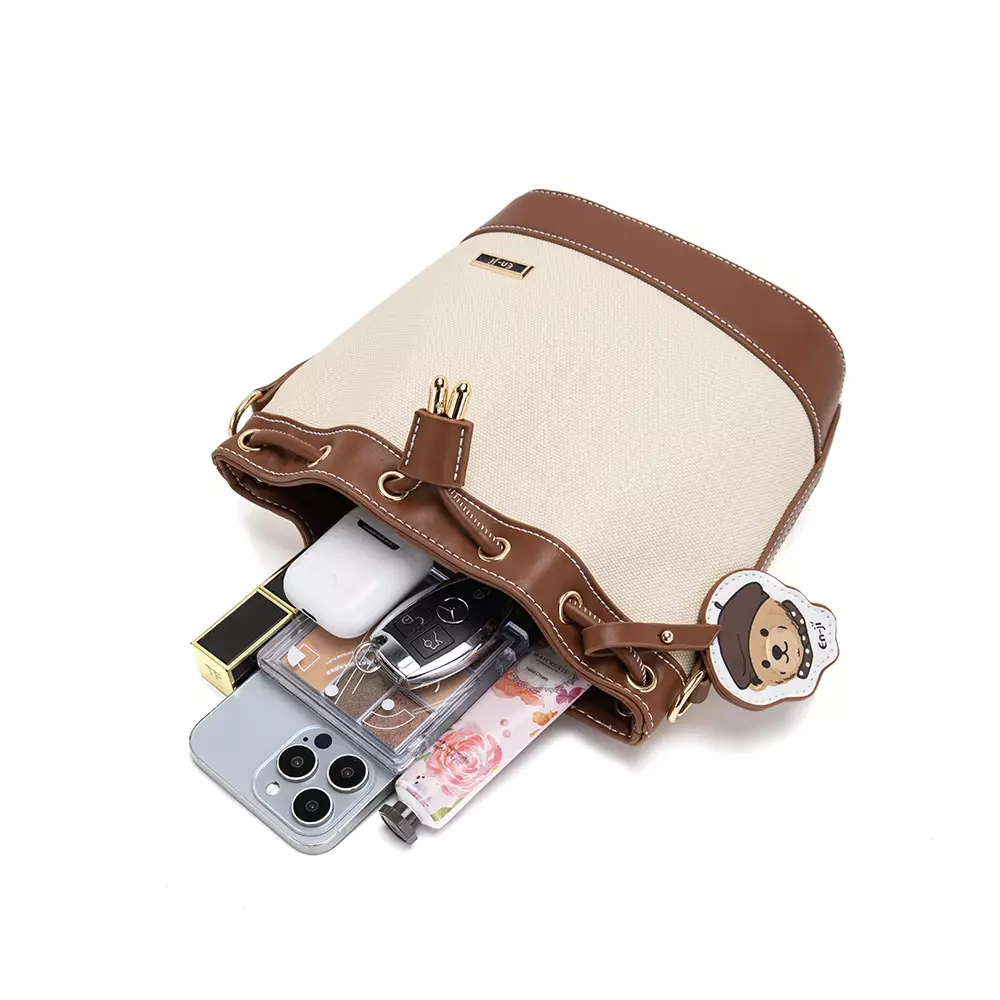 En-ji Monbin Handbag Wanita Warna Cream