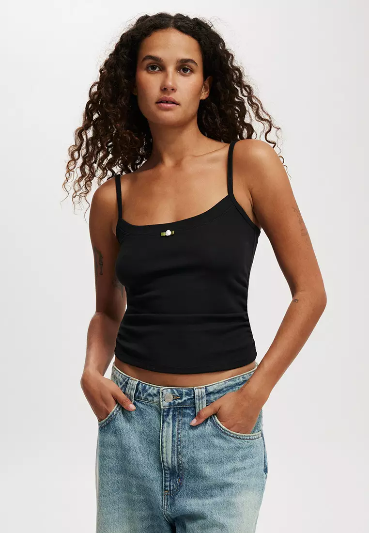 Bibiy ROSETTE TANK TOP Lilee White Ribbed Tank Top