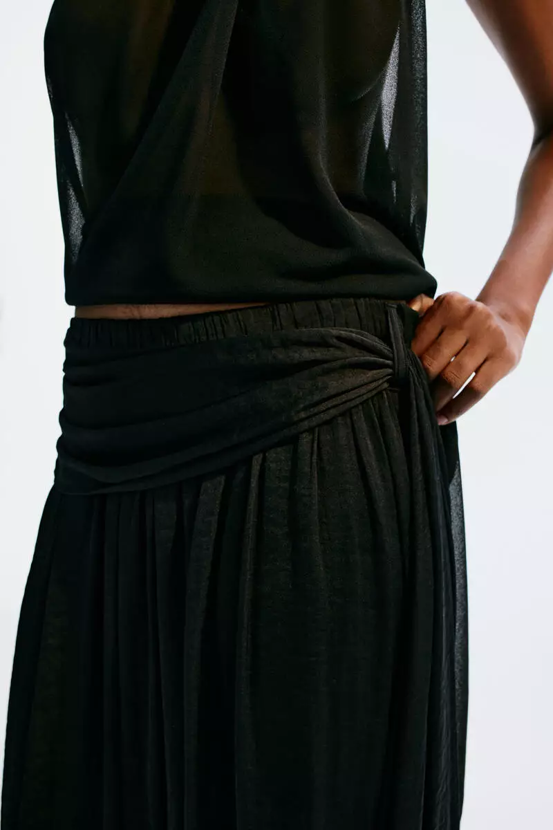 Draped-panel balloon trousers