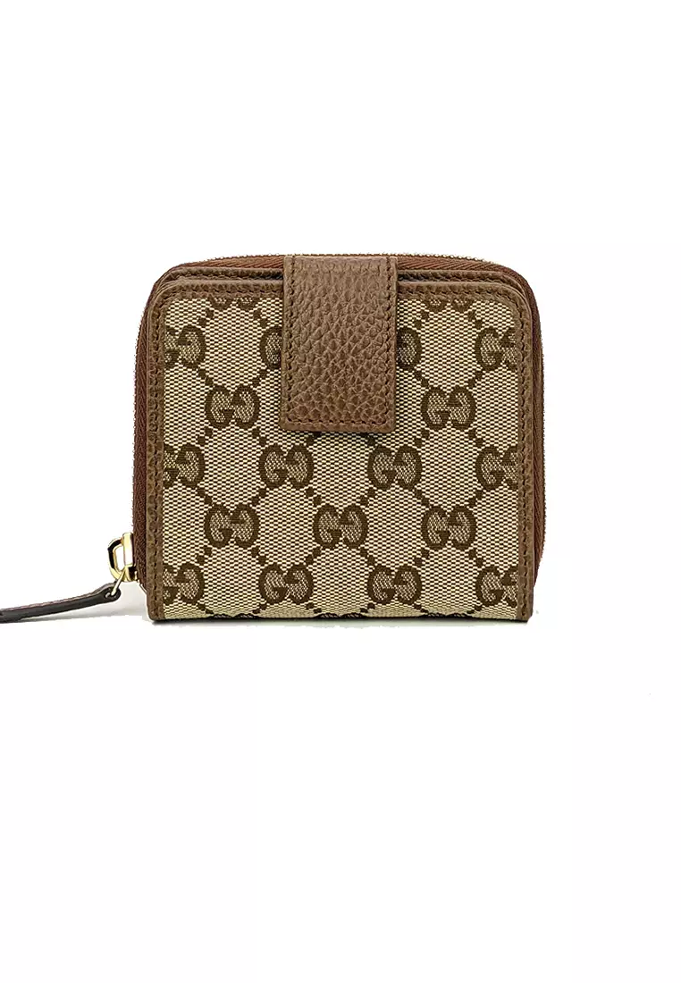 Gucci Gucci Women s Signature GG Small Bifold Wallet Beige Brown