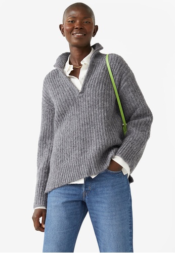 cable knit zip sweater