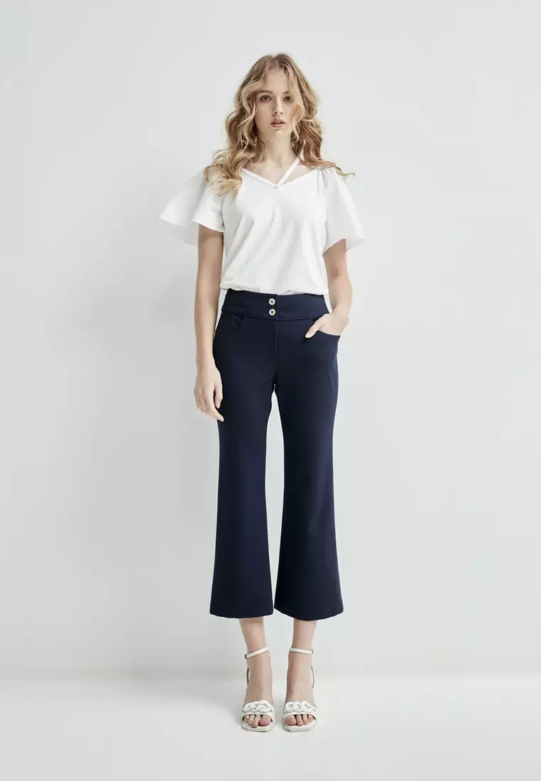 iROO Basic Navy Straight Cut Pants