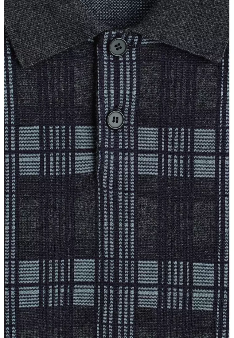 MERINO WOOL-JACQUARD POLO JUMPER