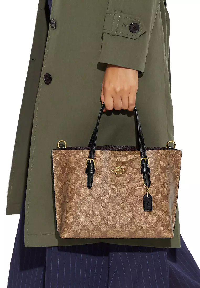 Mollie Tote Bag 25 In Signature Canvas in Khaki/ Black C4250