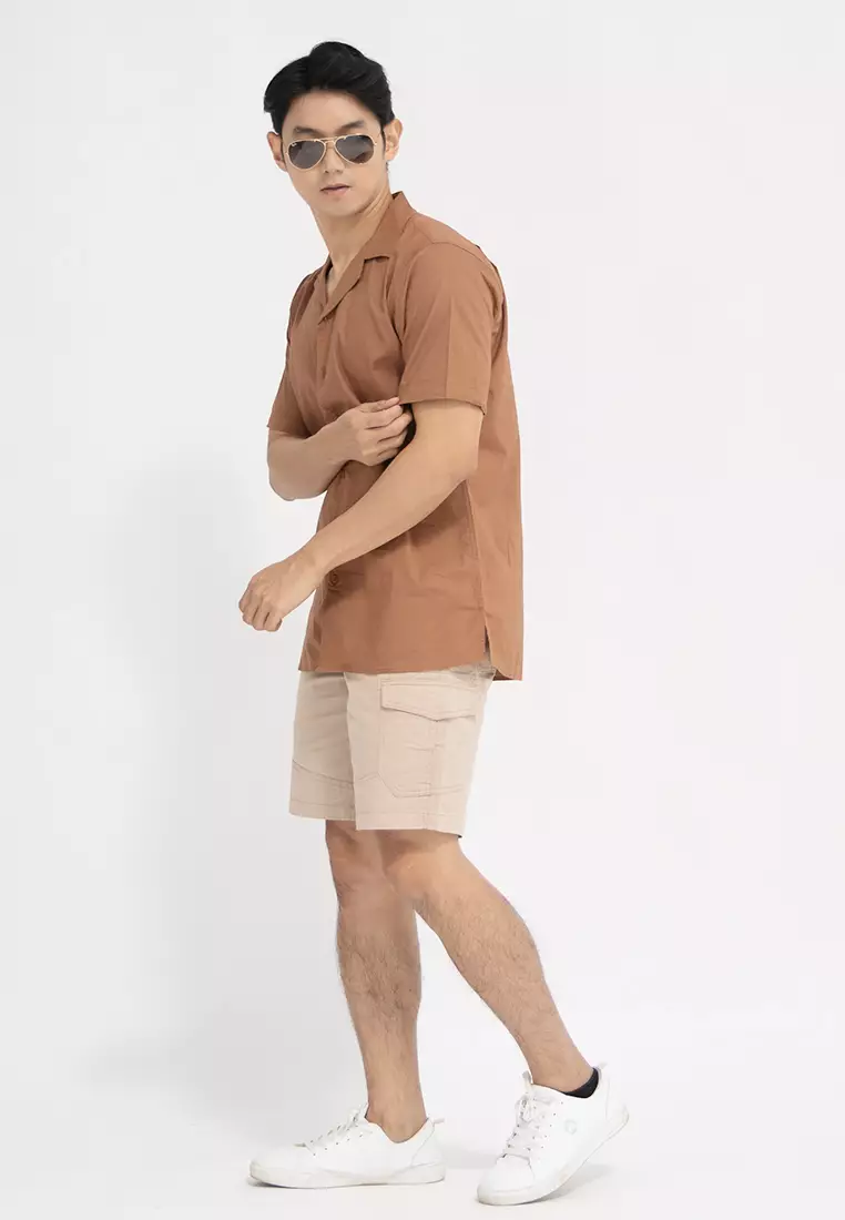 Kemeja pendek pantai Coklat Tua OXCON summer shirt Cinnamon