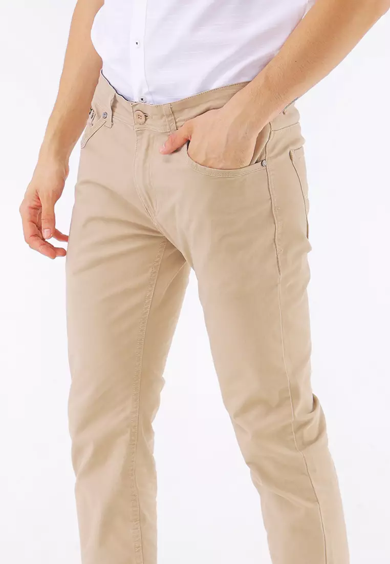 Colored Long Pants Slim Tapered Stretch
