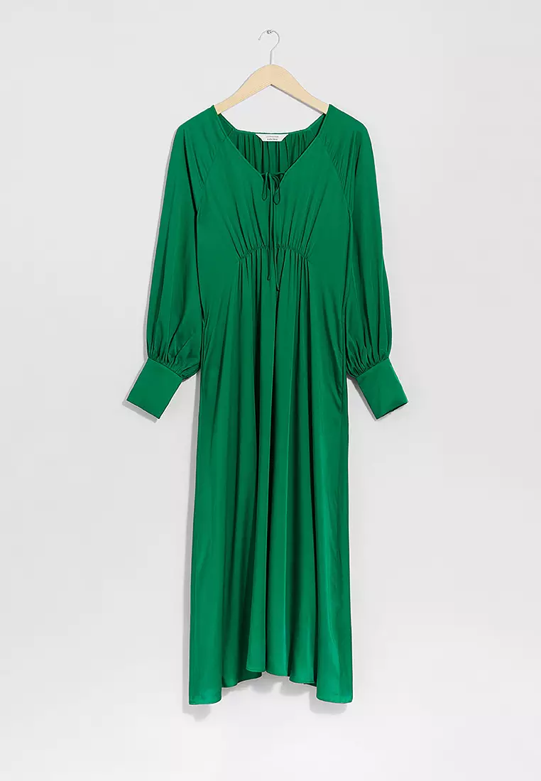 V-Cut Satin Midi Dress