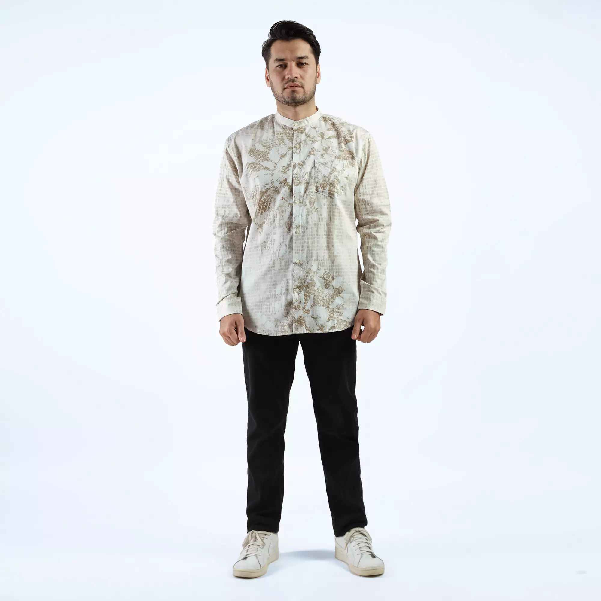 LARUSSO Dawn of Time - Kemeja Koko Printing Pria Lengan Panjang - FUGO