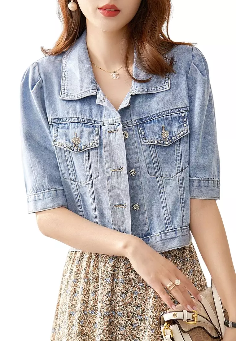Denim short jackets best sale for womens online