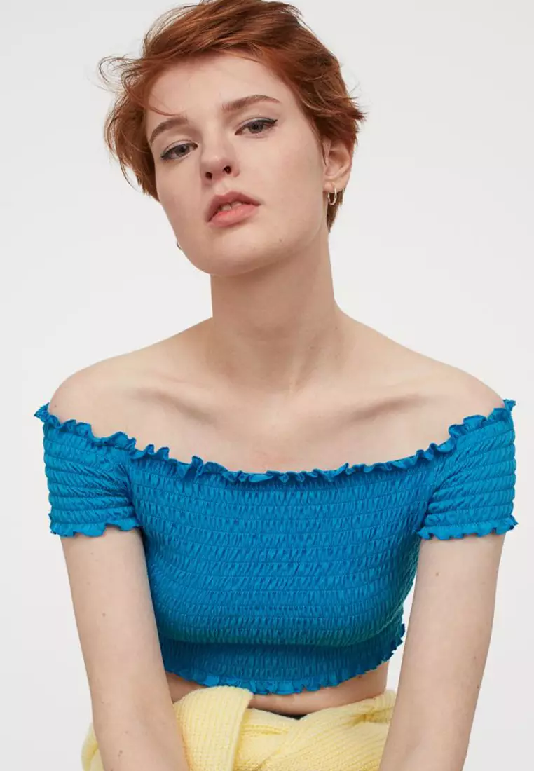 Smocked off the shoulder online top h&m