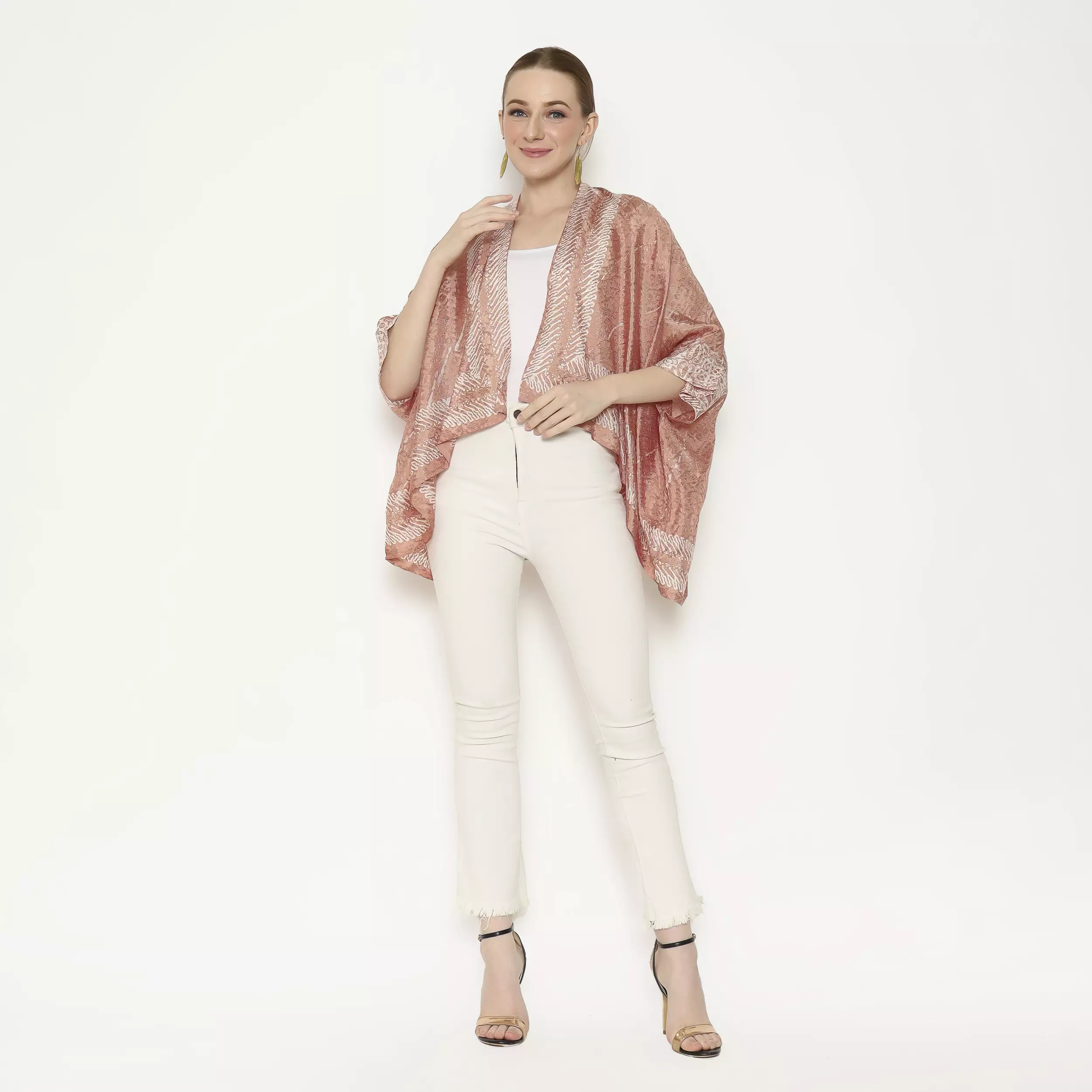 Rinjanie Batik - Bolero Kotak Unik - Outer Wanita - Batik Kekinian - Outer Batik Fashionable - Caramel Series