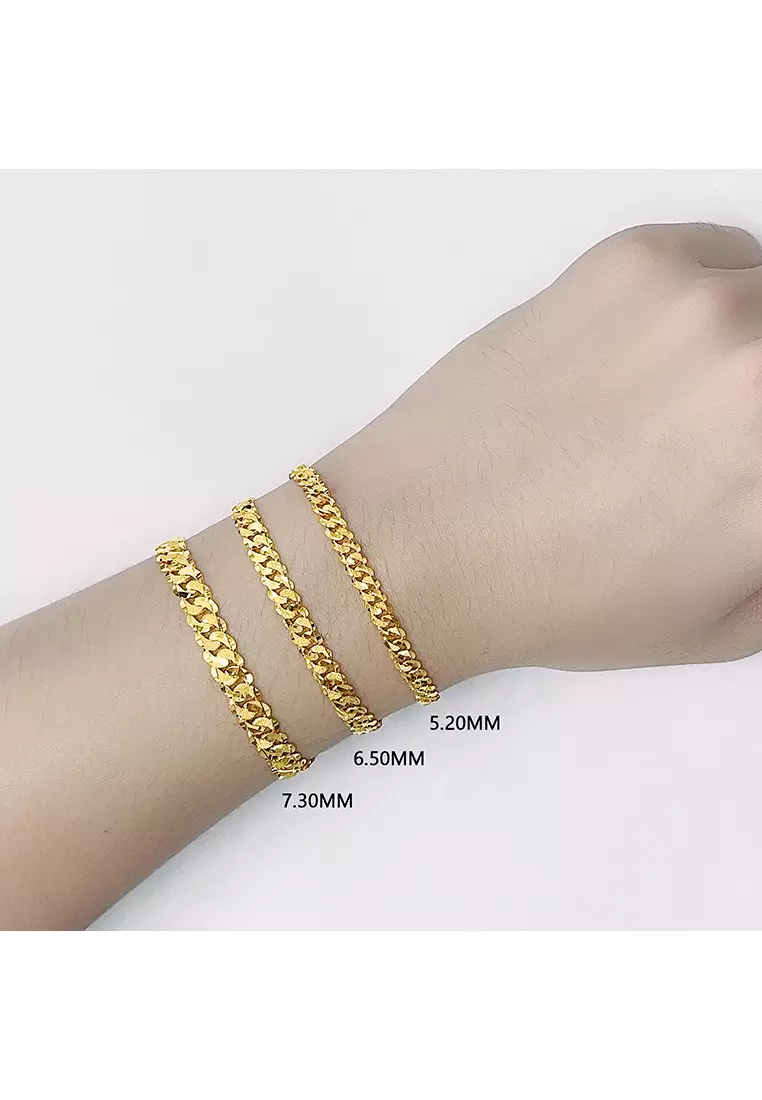 375/9K Gold Solid Sand Curb Bracelet T010 (7.30MM)