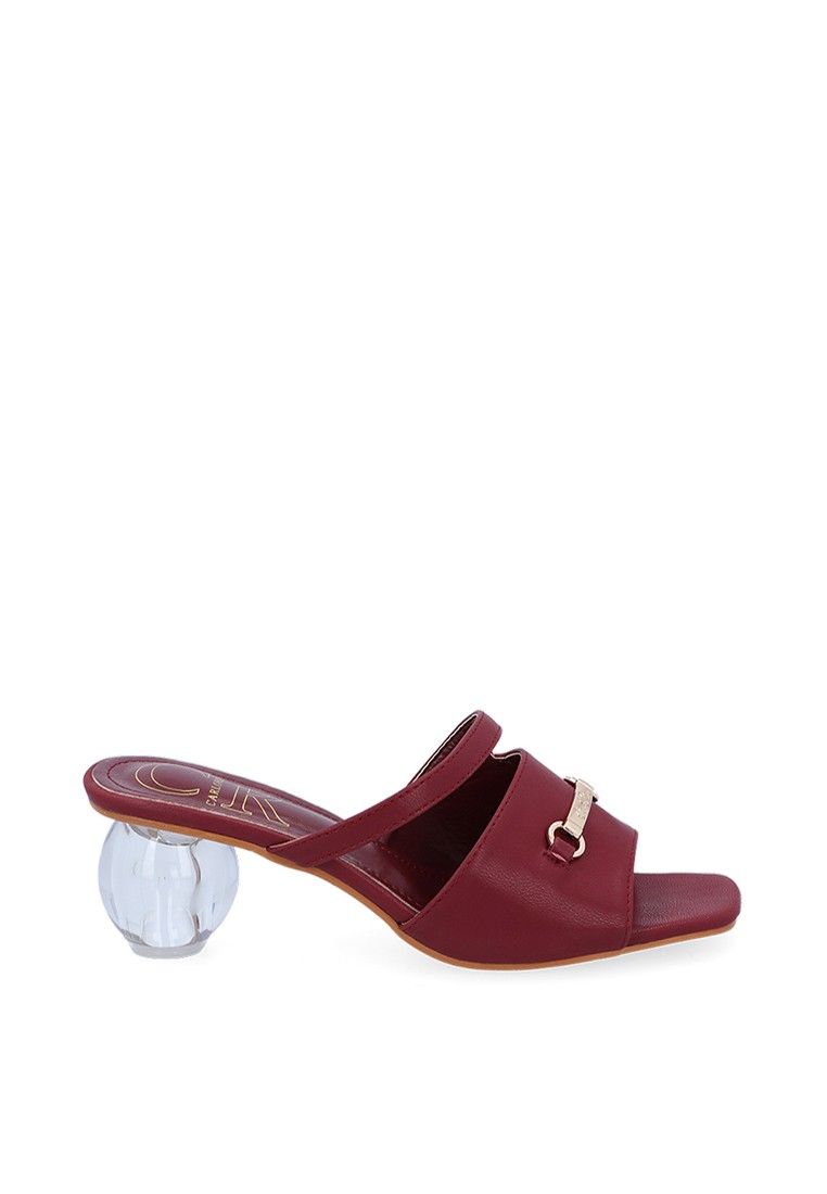 Maroon Erana Ball-Heel Sandals