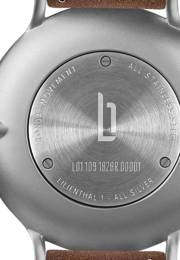 Lilienthal 1 All Silver small - Brown Leather Strap