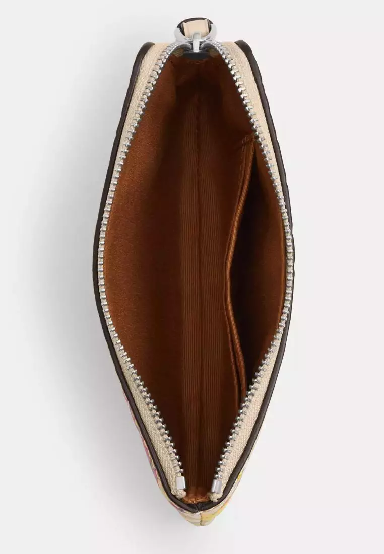 Coach Corner Zip Wristlet With Floral Print Ivory Multi