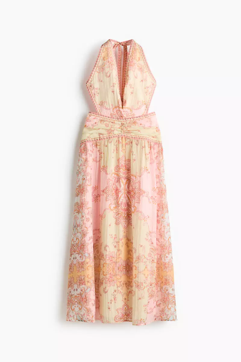 Open-back halterneck dress
