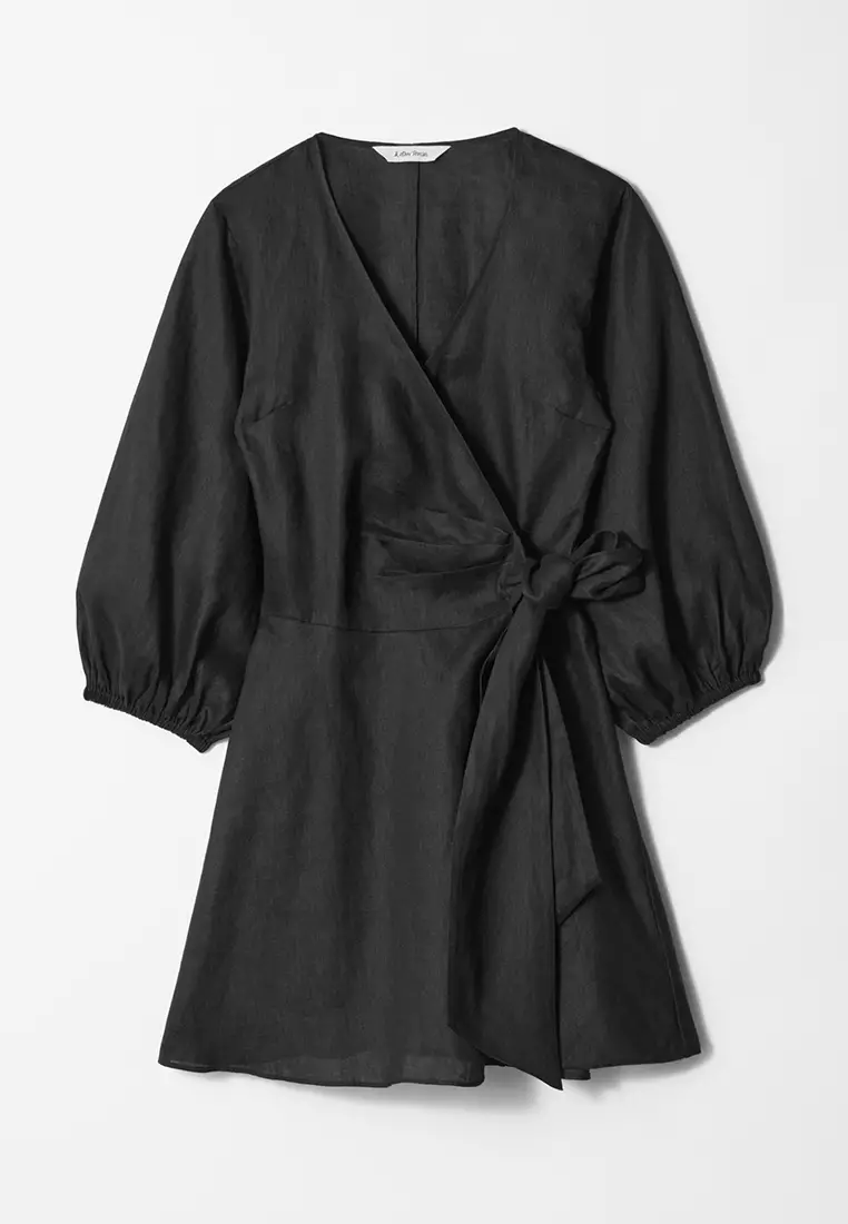 Linen Wrap Mini Dress