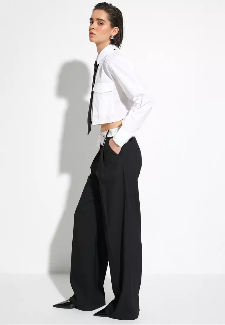 Asymmetric Waist Buttoned Trousers