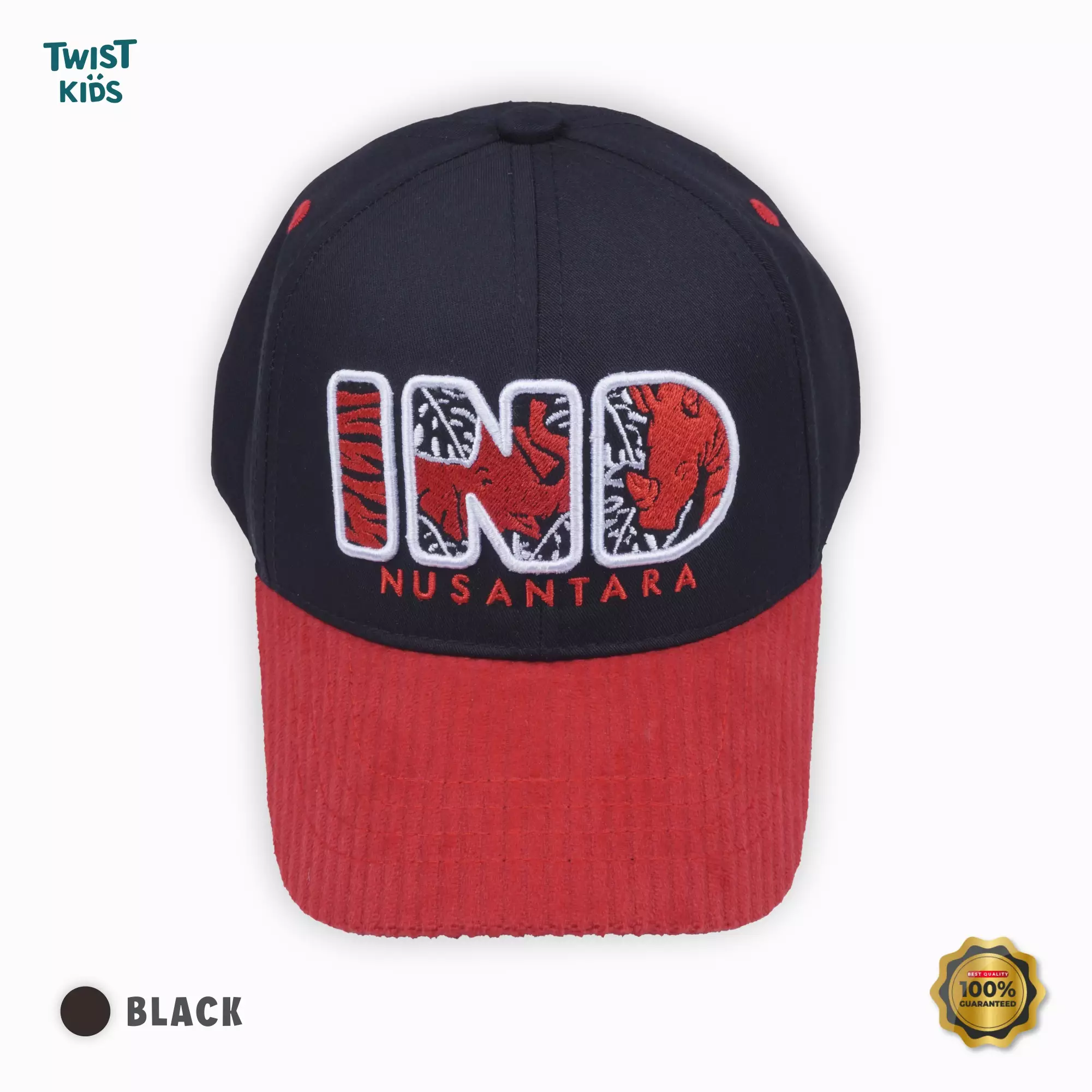 Twist Kids [Official Store] - Reyn C, Nusantara Series, Topi Corduroy Tema Indonesia Anak Laki-Laki (usia 4-14 tahun) Warna Hitam (Black)