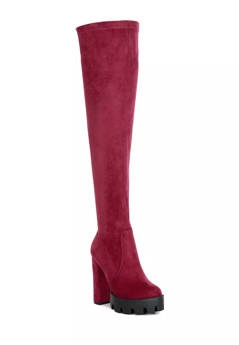 Red on sale boots long