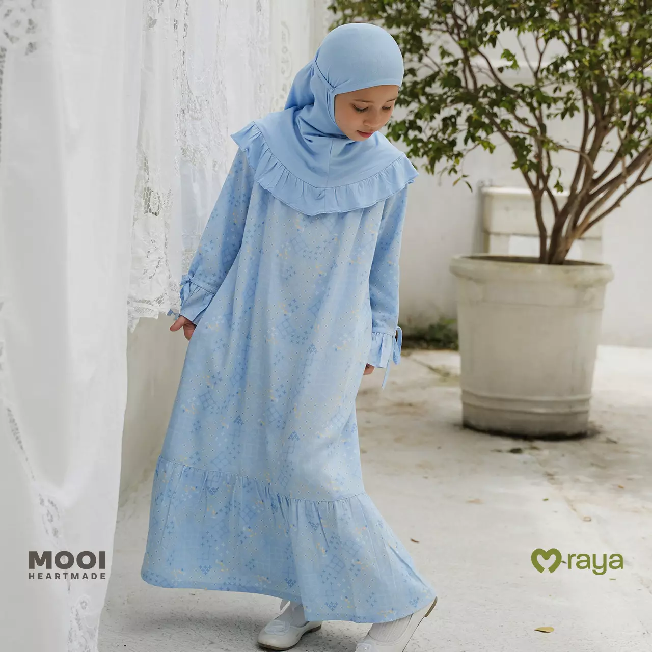 Mooi Dress Anak Gamis Anak Perempuan Raya Collection Rayma Gamis - Sky Blue