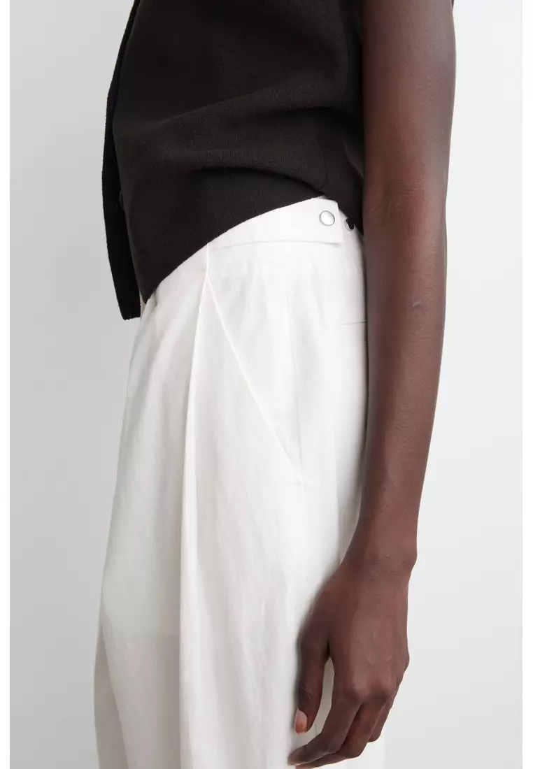 COTTON BARREL-LEG TROUSERS