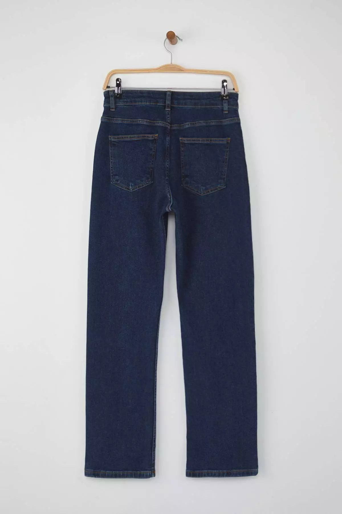 Dark Blue High Waist Comfort/Flexible/Relaxed Straight Cut Straight Leg Jeans Twoaw26Je00062